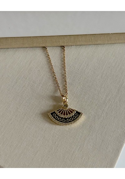 Siyah Yelpaze Kolye Çok Renkli
