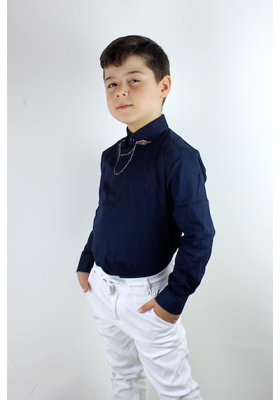 Doctor Junior Erkek Çocuk Zincir Yakalı Gömlek Lacivert