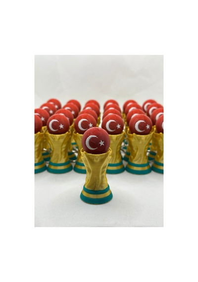 3d Baskı Dünya Kupası Anahtarlık - Türk Bayraklı Kupa Tasarımlı Taraftar Anahtarlığı