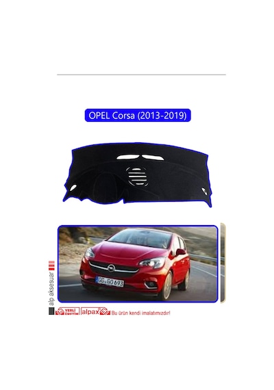 Opel Corsa 2013-2019 Torpido Koruma Halısı Mavi Kenar
