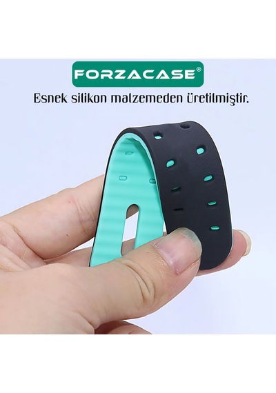 Forzacase 15mm Akıllı Çocuk Saatleri İle Uyumlu Çift Renk Şık Silikon Kordon Kayış - Fc888 Mavi