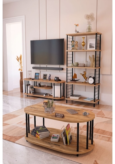 Salon Oturma Odası Takımı Metal Ayaklı Tv Ünitesi Kitaplık Orta Sehpa Avantajlı Mobilya Seti Atlantik Çam Salon Oturma Odası Takımı Metal Ayaklı Tv Ünitesi Kitaplık Orta Sehpa Avantajlı Mobilya Seti Atlantik Çam