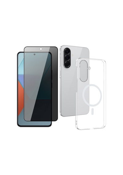Vendas Samsung Uyumlu Galaxy A56 Kamera Korumalı M-safe Şarj Özellikli Şeffaf Zore London Sert Pc Kapak + Hayalet Ekran Koruyucu Şeffaf