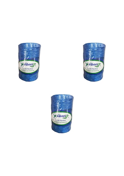 Favori İp 5000 Denye -0.8 Mm- Ambalaj Ve Paket İpi Naylon Burgulu Örgü Çamaşır İpi - Mavi - 3 Adet