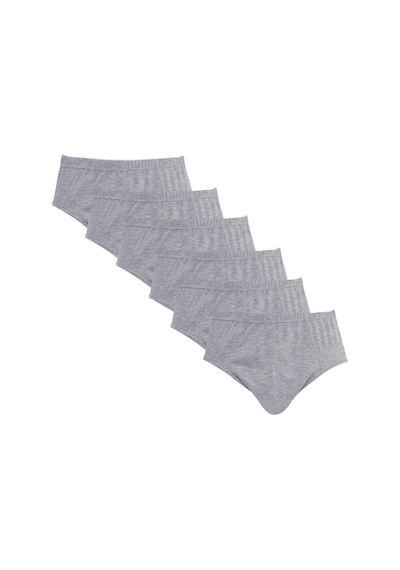 Tudors Erkek 6'lı Paket Lastikli %100 Pamuk Gri Slip Külot-41733 Gri