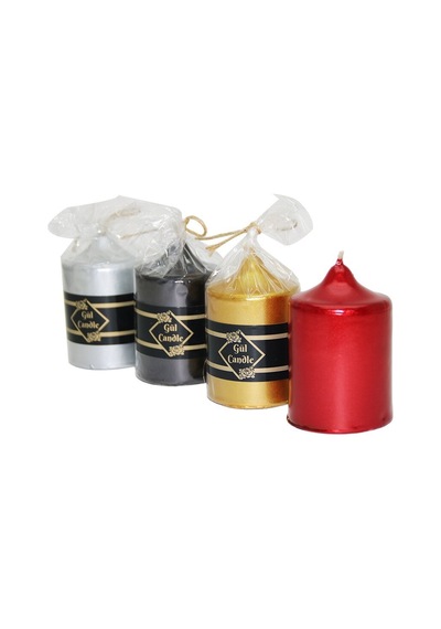 Gül Candle 5x7 Küçük Yaldızlı Takoz Mum- 40'li Paket