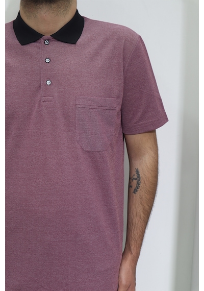 Dmc Tekstil Erkek Düz Spor Kesimli Normal Kalıp Polo Yaka Tek Cepli T-shirt Bordo