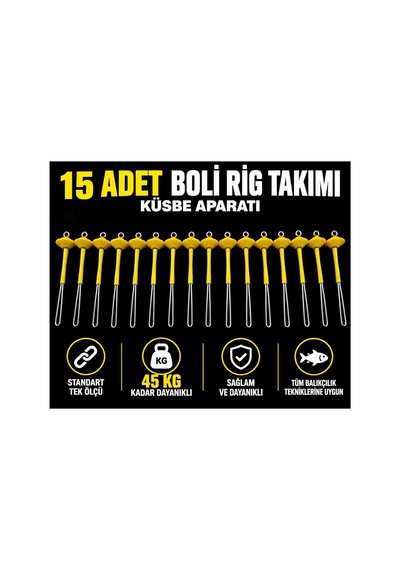 15 Adet Boli Rig Takımı Küsbe Aparatı Standart Tek Ölçü 45 Kg Kadar Dayanıklı