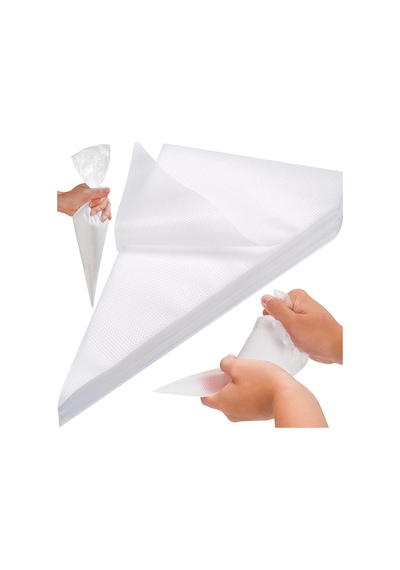 Tek Kullanımlık Şeffaf Naylon Krema Sıkma Torbası - 30 Cm. - 40 Adetlik 1 Paket Şeffaf