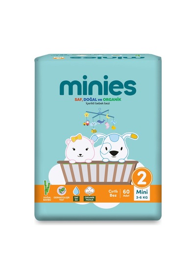 Minies Bebek Bezi Mini 2 Beden 3-6 Kg 60 Adet - 5 Adet Tarı 3 - 5 Yaş