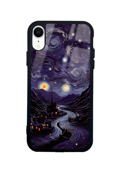 Apple Uyumlu iPhone Xr Vortex Of Night Tasarımlı Glossy Telefon Kılıfı Çok Renkli