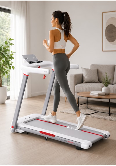 Vfit By Premium Delux Koşu Bandı, 20 Kademe Eğim, Brushless, Katlanabilir, 15 Km/s, Bluetooth-beyaz