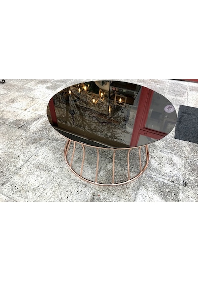 Brc Kum Saati Orta Sehpa Model 1023 Düz Siyah Temper-Cam Metal Tr