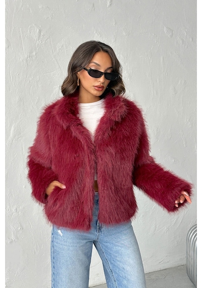 Verymoda Suni Kürk Kadın Mont- F1820 Bordo