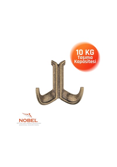 Marmaris Lüks Askı, Metal, Vestiyer Askı, 85 Gr, Dolap Askılık, Duvar Askılığı, Antik Sarı Vidalı 5 Adet