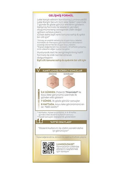 Luminous630 Thiamidol Etkili Leke Karşıtı Cilt Serumu 30ml, Hyaluronik Asit, Cilt Tonu Eşitleyi