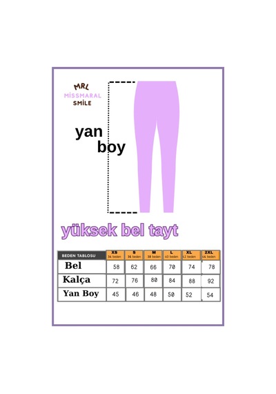 Missmaral Kadın Llla Yüksek Bel Toparlayıcı Tayt Tam Boy Dalgıç Örme Kumaş Casual & Comfort 102101 Lila
