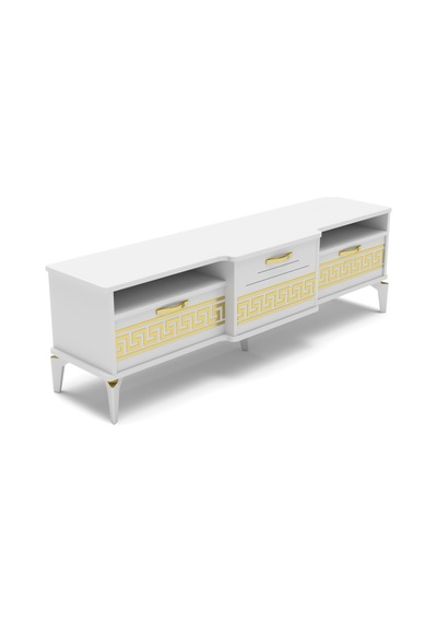 Tv Sehpası Tv Ünitesi 160 Cm Gold Beyaz Mistral 5072 Diğer