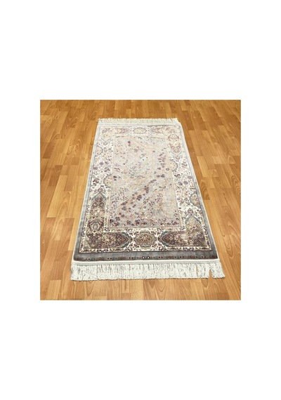 Hayat Ağacı Desenli 90 X150 Cm İpek Halı Gri