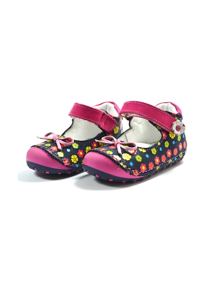 Ozgencshoes Bayrak Lacivert Çiçekli Deri Ortopedik Ilkadım Kız Bebek Ayakkabı Lacivert