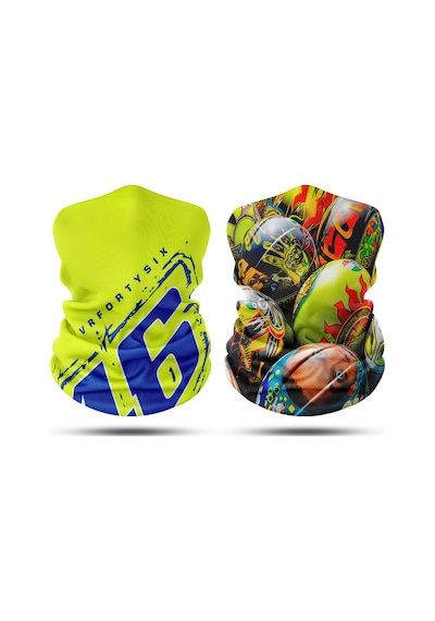 Dair Rossi Kask Desenli 2'li Set Boyunluk Bandana Outdoor Balaklava Yüz Maskesi Kafa Bandı