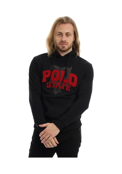 Polostate Erkek Polo State Süzine Nakışlı Kapüşonlu Sweat Siyah