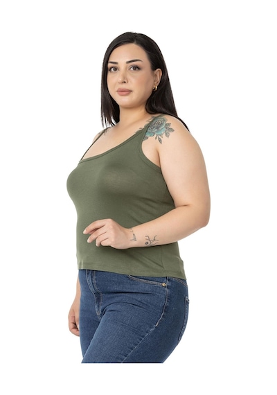 Disentis Büyük Beden Asimetrik Askılı Viskon Haki Body-haki Haki