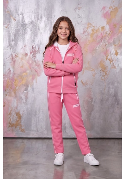 Pina Kids Kız Çocuk Atheletic Reglan Kol Kapüşonlu Düz Paça Dalgıç Kumaş Eşofman Takımı Esf7018 Pembe Pina Kids Kız Çocuk Atheletic Reglan Kol Kapüşonlu Düz Paça Dalgıç Kumaş Eşofman Takımı Esf7018 Pembe