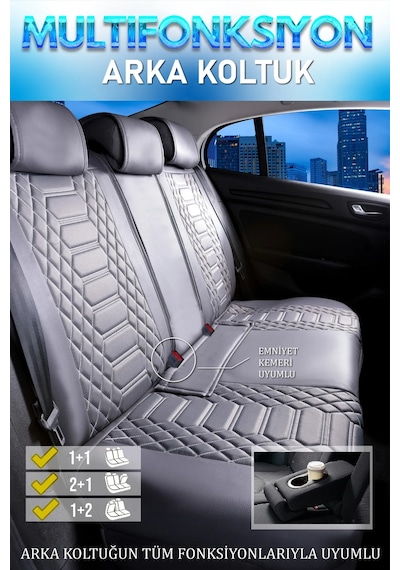 Bmw X1 Uyumlu Lüks Deri Oto Koltuk Kılıfı Ön Arka Takım Set Füme Royal Model Fs