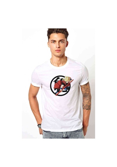 Anime Dragon Ball Camiseta Baskılı Beyaz Erkek Tshirt