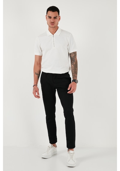 Buratti Pamuklu Regular Fit Fermuarlı Erkek Polo Yaka T Shirt 5902915 Beyaz