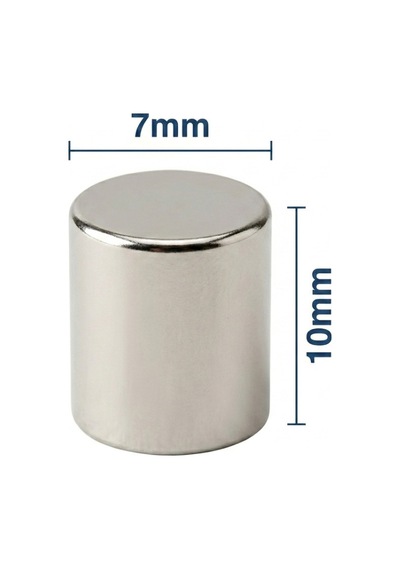 5 Adet - 7x10mm Neodyum Mıknatıs Neodim Magnet Yuvarlak