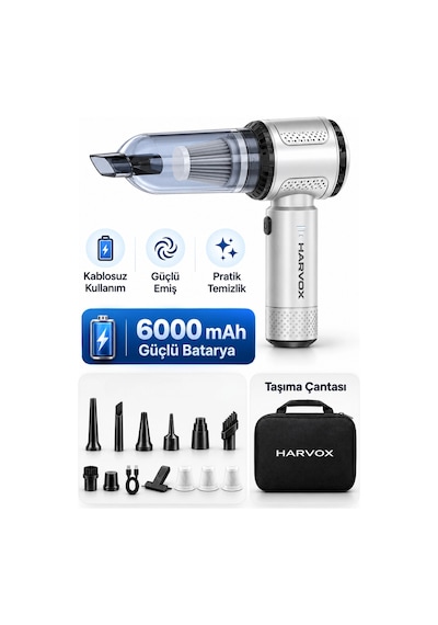 Harvox Hxvc-008 20.000 Pa Güçlü Kablosuz Şarjlı Araç Ev El Süpürgesi