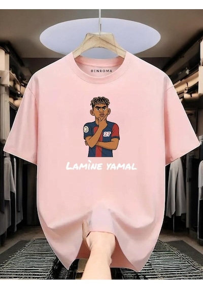 Lamine Yamal Baskılı Tişört Pembe