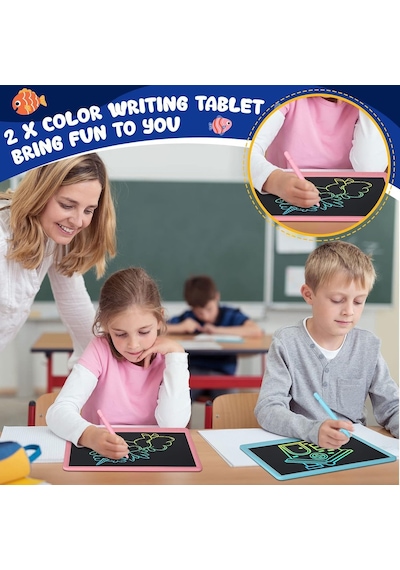 Ayrex 2 Adet Lcd Yazı Tableti 15 İnç Renkli Ekran Çizim Pedi Silinebilir Yeniden Kullanılabilir Elektronik Çocuk Ç