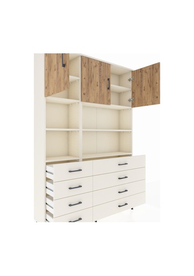 Arges Dolap 8 Raflı 8 Çekmeceli 3 Kapaklı 132x30x195 Aytaşı-ç... Aytaşı