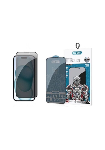 Apple iPhone 15 Uyumlu Hayalet Ekran Koruyucu Go Des 9d Full Cover Privacy Temperli Cam Koruyucu