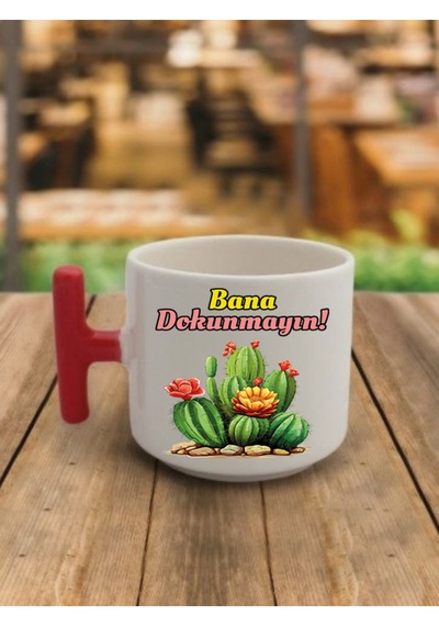 Bana Dokunmayın Yazılı Kahve Bardağı Kupa Bardak - Seramik Çay, Kahve Hediyelik Bardağı Beyaz