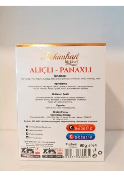 Hekimhan Bitkisel Alıçlı Panaxlı Doğal Karışık Bitki Süzen Poşet Çay 45 x 2 G