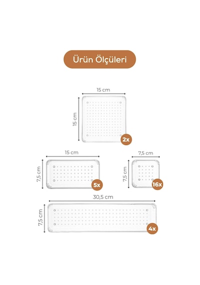 Vienev 27li Dolap İçi-çekmce İçi Kozmetik Takı Aksesuar Düzenleyici Organizer Şeffaf