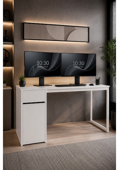 Beyaz Çekmeceli Kapaklı 120 Cm Çalışma Masası, Bilgisayar Masası, Ofis Masası, Metal Ayaklı, Raflı, Kesonlu 140 Cm Beyaz Çekmeceli Kapaklı 120 Cm Çalışma Masası, Bilgisayar Masası, Ofis Masası, Metal Ayaklı, Raflı, Kesonlu 140 Cm