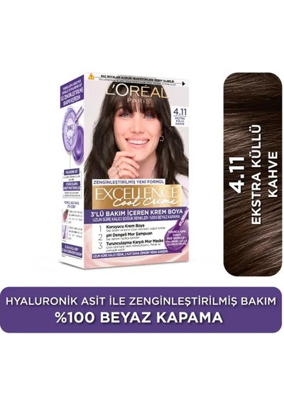Loreal Paris Excellence Cool Creme Saç Boyası 4.11 Ekstra Küllü Kahve