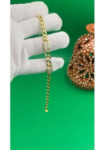 Xuping 14k Gurmet Zincir Baget Taşlı Kadın Bileklik Altın