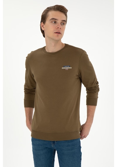 U.S. Polo Assn. Erkek Regular Fit Bisiklet Yaka Haki Sweatshirt 50293742-VR027