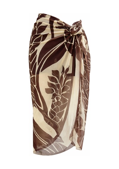 Tarzını Seç Mocha Tropik Yırtmaçlı Bağlamalı Pareo 155x111cm