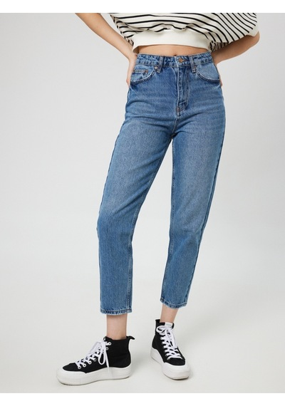 Mom Regular Fit Kadın Pantolon Mavi