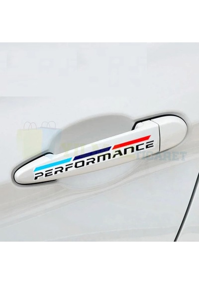 Bmw M Performance Ayna Kapı Kolu Jant Sticker Etiket 4 Adet 13 Cm-3 Çizgi Renk Sabittir