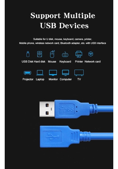 4626 Usb 3.0 Dişi Erkek Uzatma Uzatıcı Ara Bağlantı Kablosu 1 M