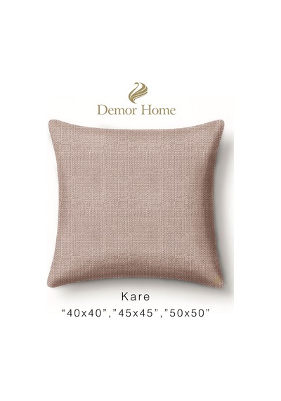 Br Demor Home Keten Dokulu Bej Rengi Kırlent Yastık Kılıfı