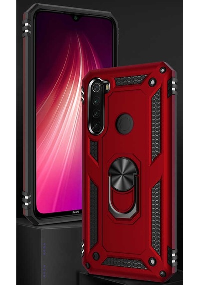 Xiaomi Redmi Note 8 Kılıf Sert Silikon Yüzüklü Stand Özellikli Kapak